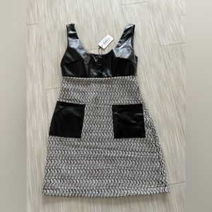 Cider Vegan Leather and Boucle Dress -NWT